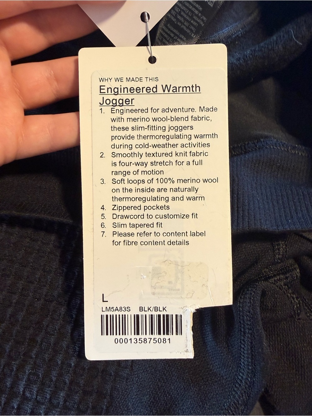 lululemon Mens Black Engineered Warmth Joggers - Picture 8 of 8